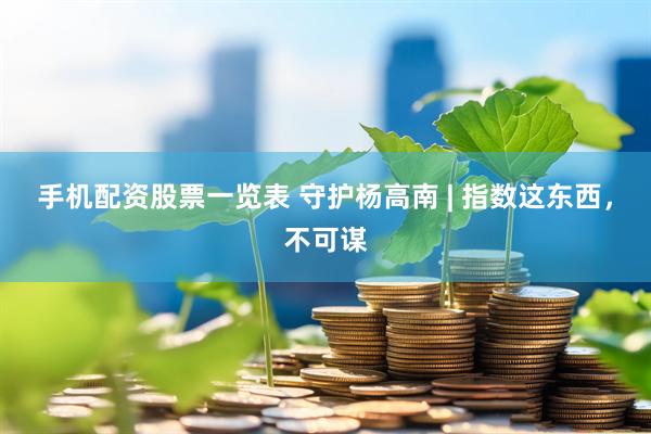 手机配资股票一览表 守护杨高南 | 指数这东西，不可谋